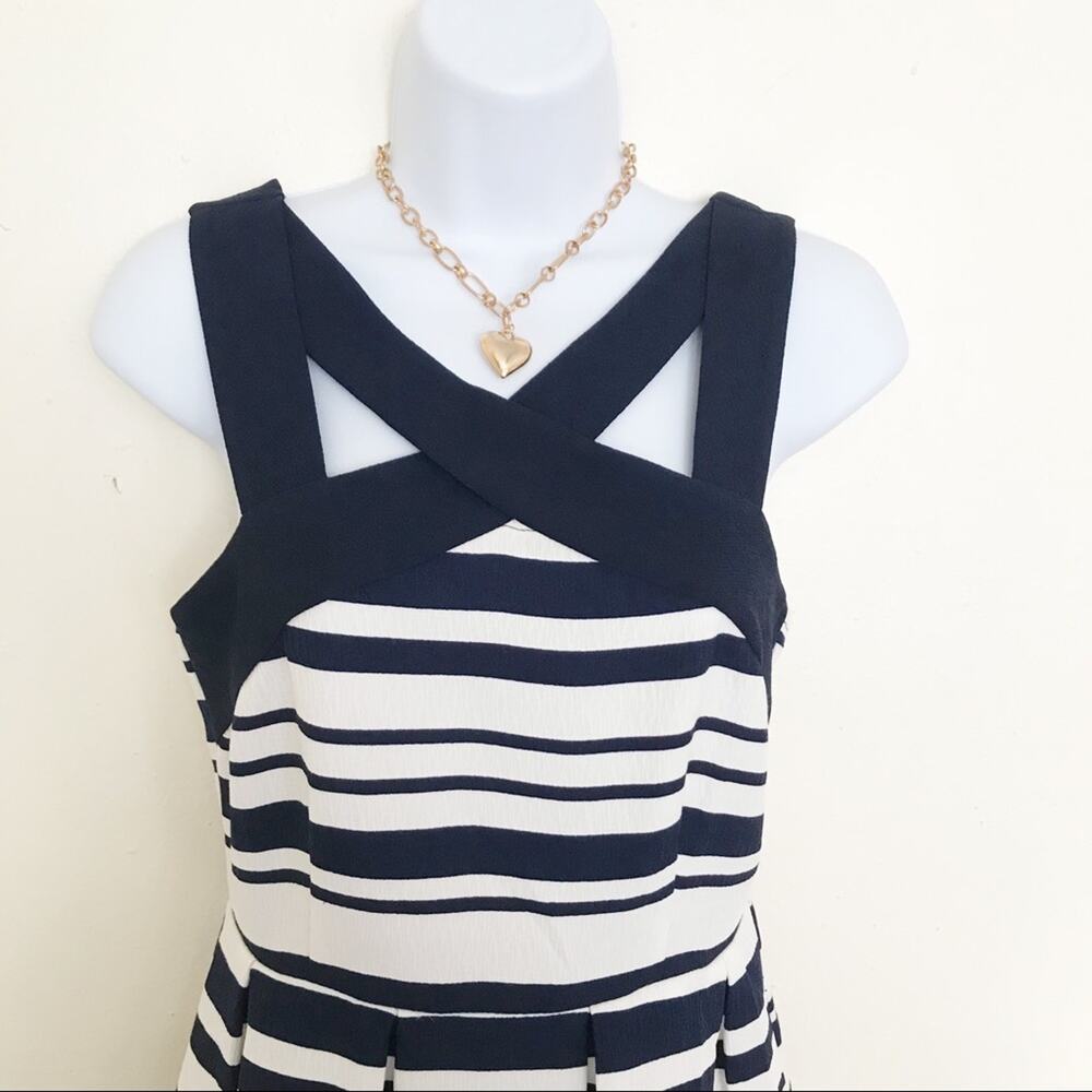 Blue White Stripe Sundress SHE SKY Fit Flare NWT S - Picture 6 of 9